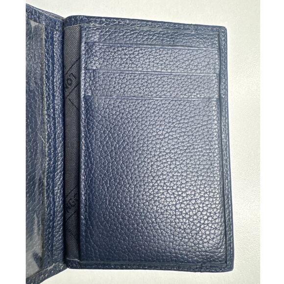 Vintage Longchamp Navy Blue Pebbled Leather Buckle trifold Wallet France - Picture 10 of 14